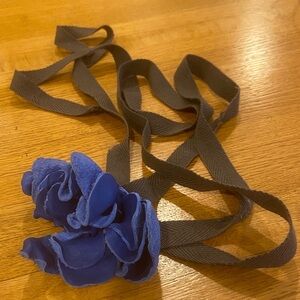Blue Leather Floral Women's Belt. Free Size